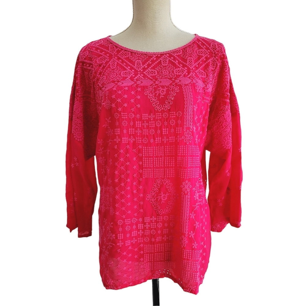 Johnny‎ Was Embroidered Tunic Blouse Cupra Rayon